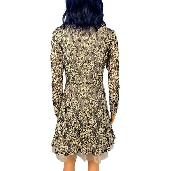 Altar’d State Black and Nude Lace Tulle Dress Size Small Holiday NYE - Picture 5 of 6